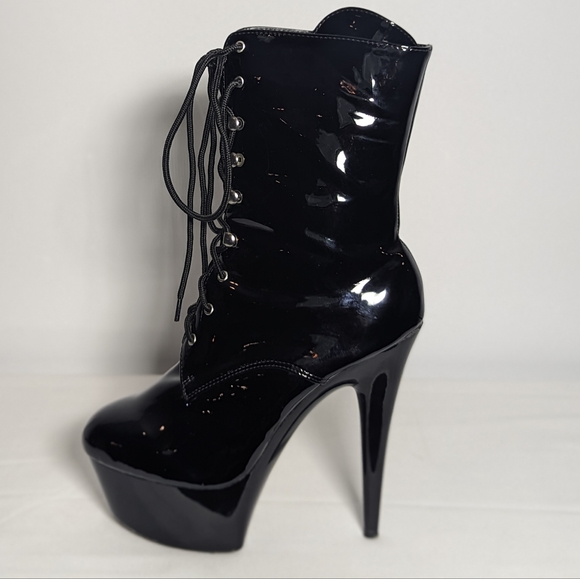 NEW Ellie Shoes Womens 609-diana Lace-up Platform 6" Heel boot Sz 10 black - Picture 2 of 4